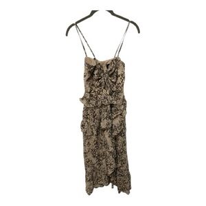 Bardot Briana Mixed Animal-Print Ruched Cutout Ruffle Dress